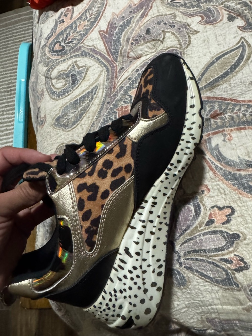 Steve Madden Leopard Platform Sneaker with Gold Accents